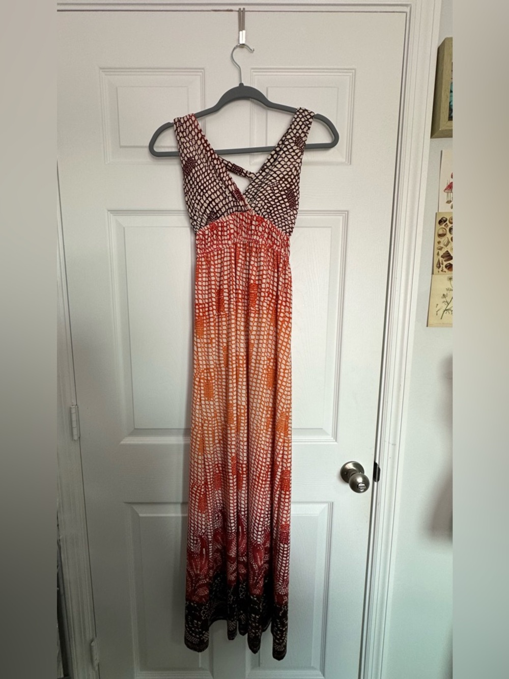 AS U WISH Boho Halter Maxi Dress Small - Earthy Geometric Print